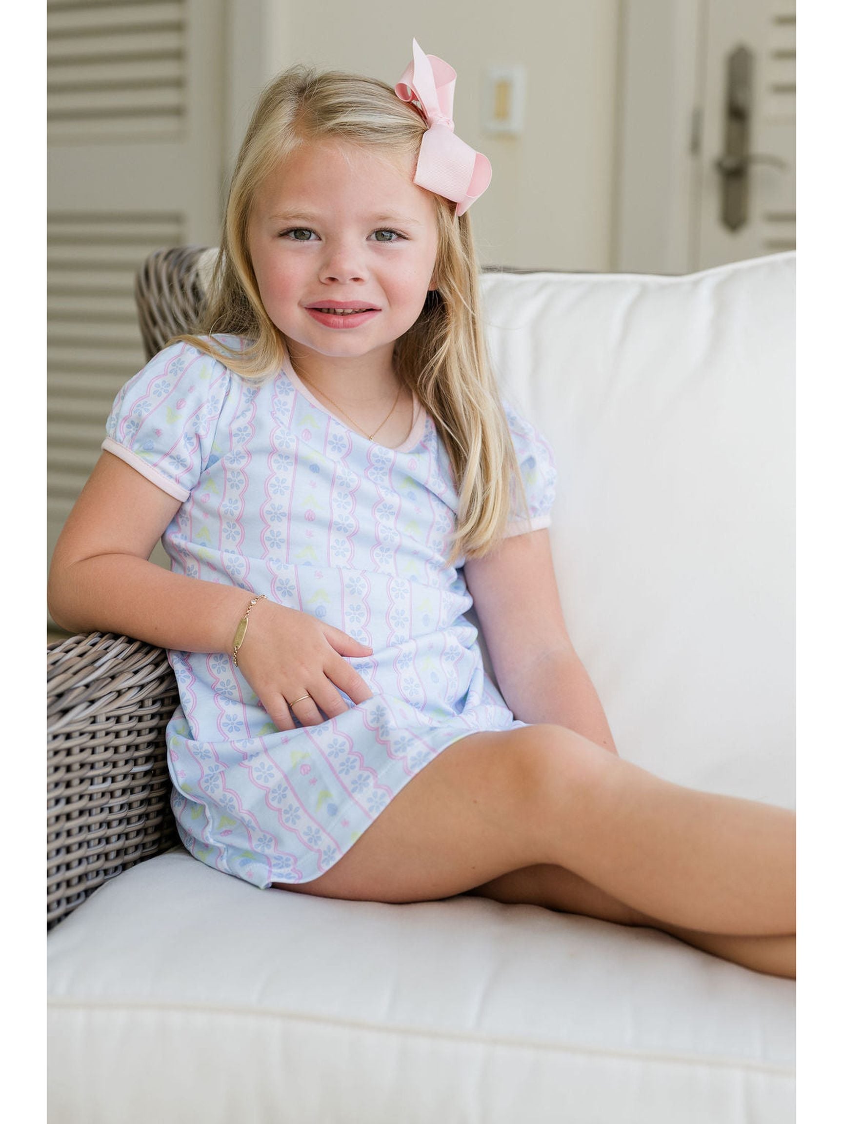 PRE-ORDER Girl Play Dress - Blue Floral Scallop