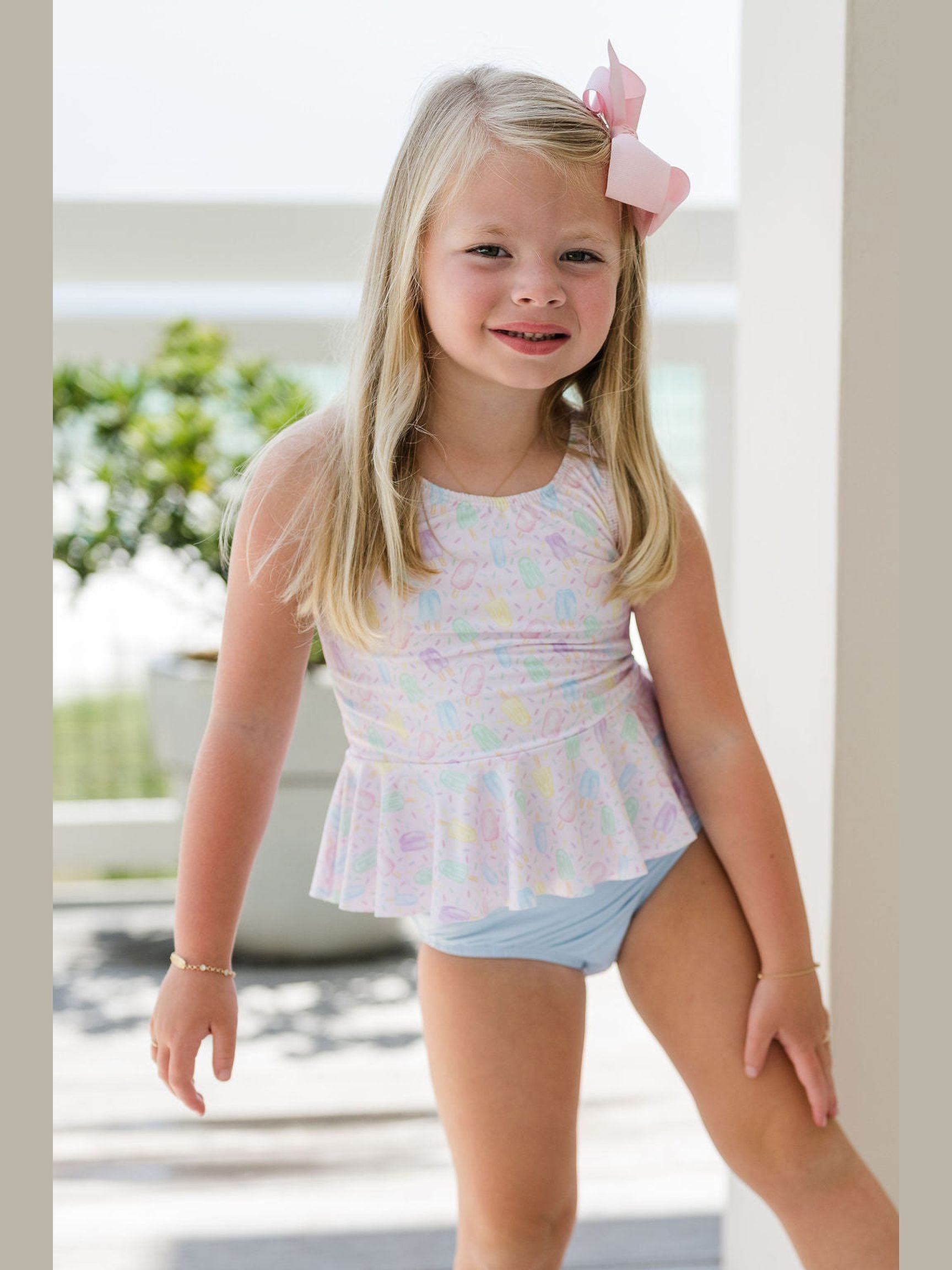 PRE-ORDER Collette Peplum Swimsuit - Sweet Summertime