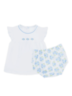 Dreamy Hydrangeas Hand-Embroidered Ruffle Diaper Cover Set