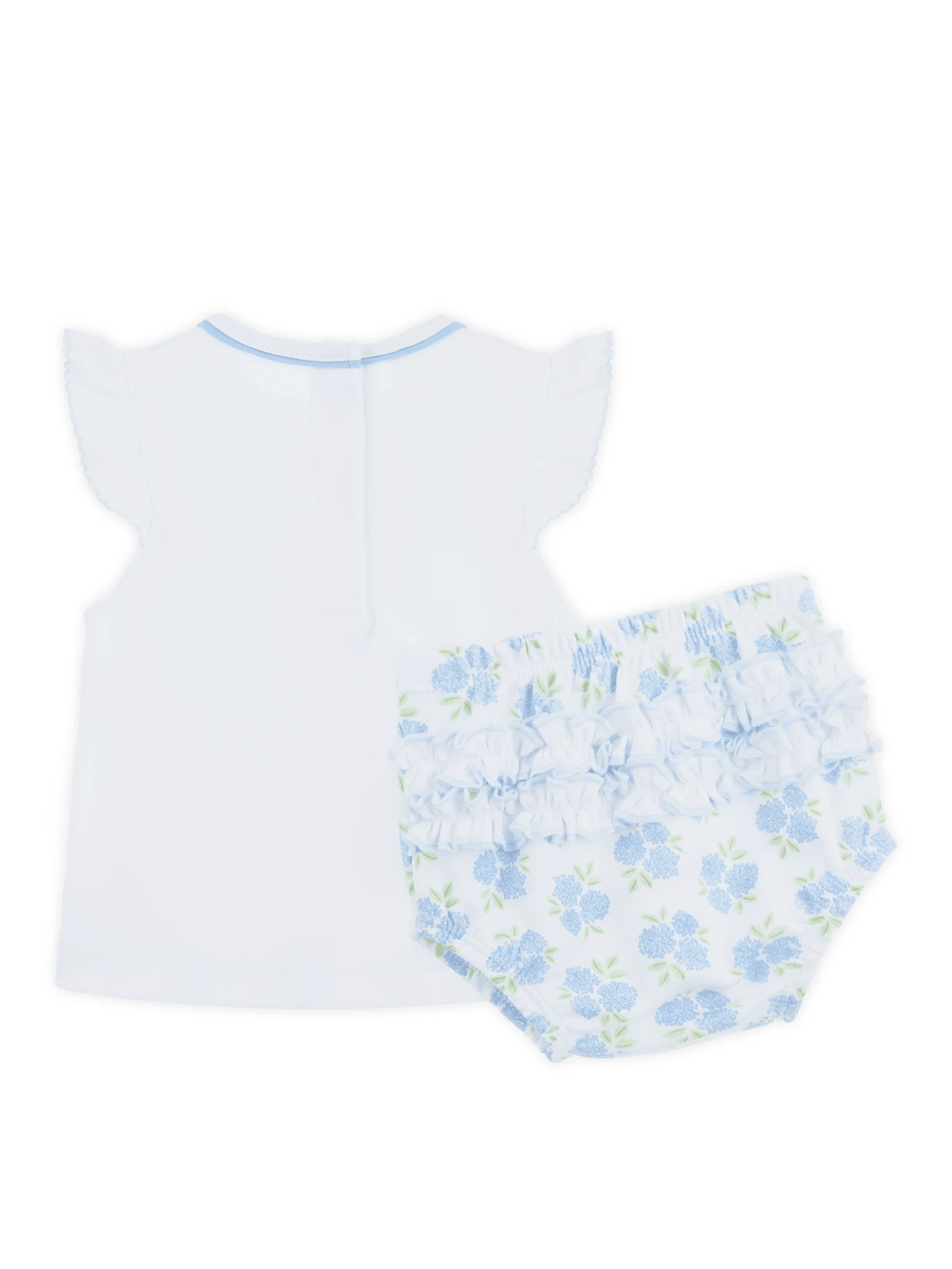 Dreamy Hydrangeas Hand-Embroidered Ruffle Diaper Cover Set
