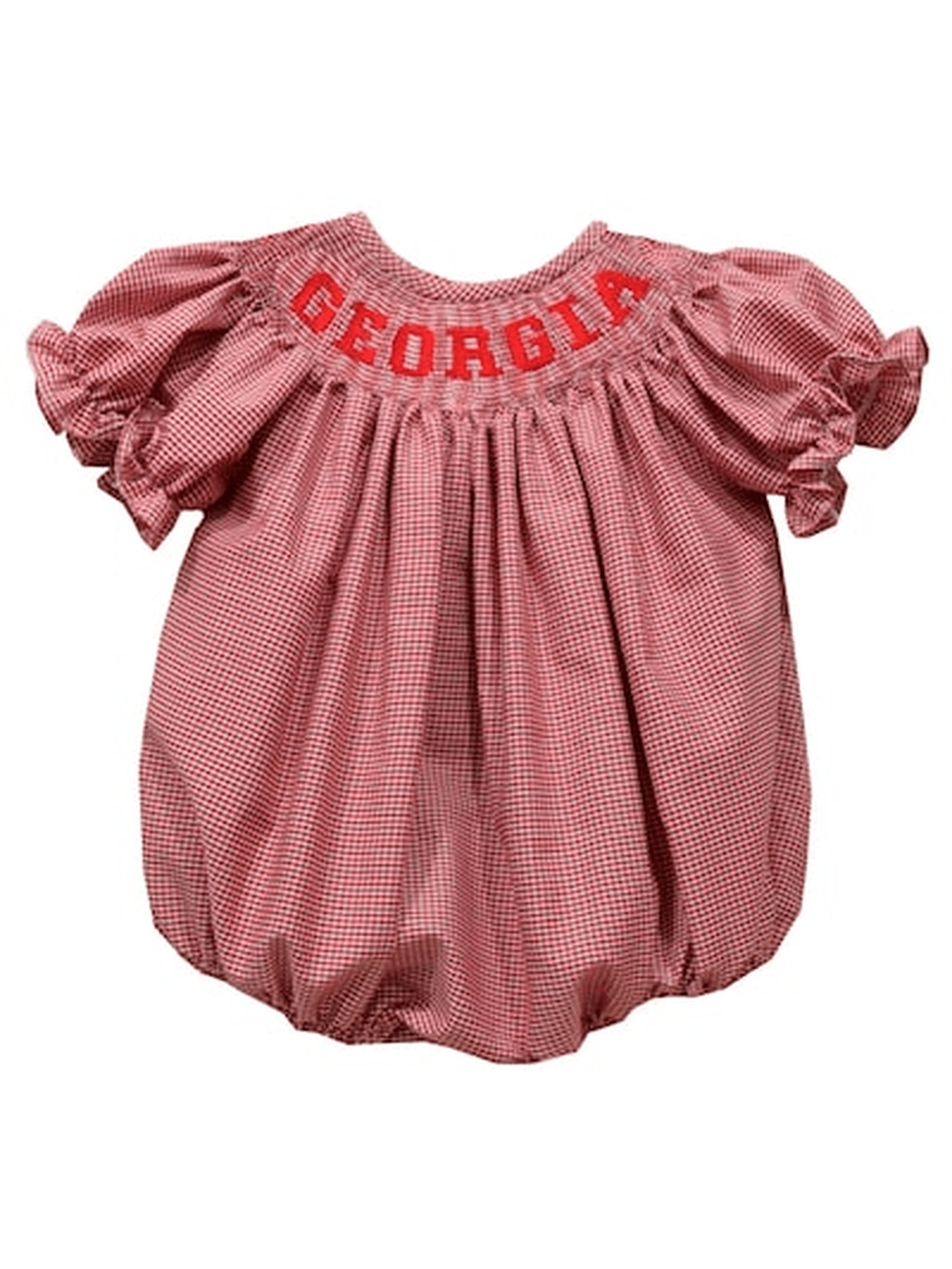 Georgia Smocked Red Gingham SS Bubble
