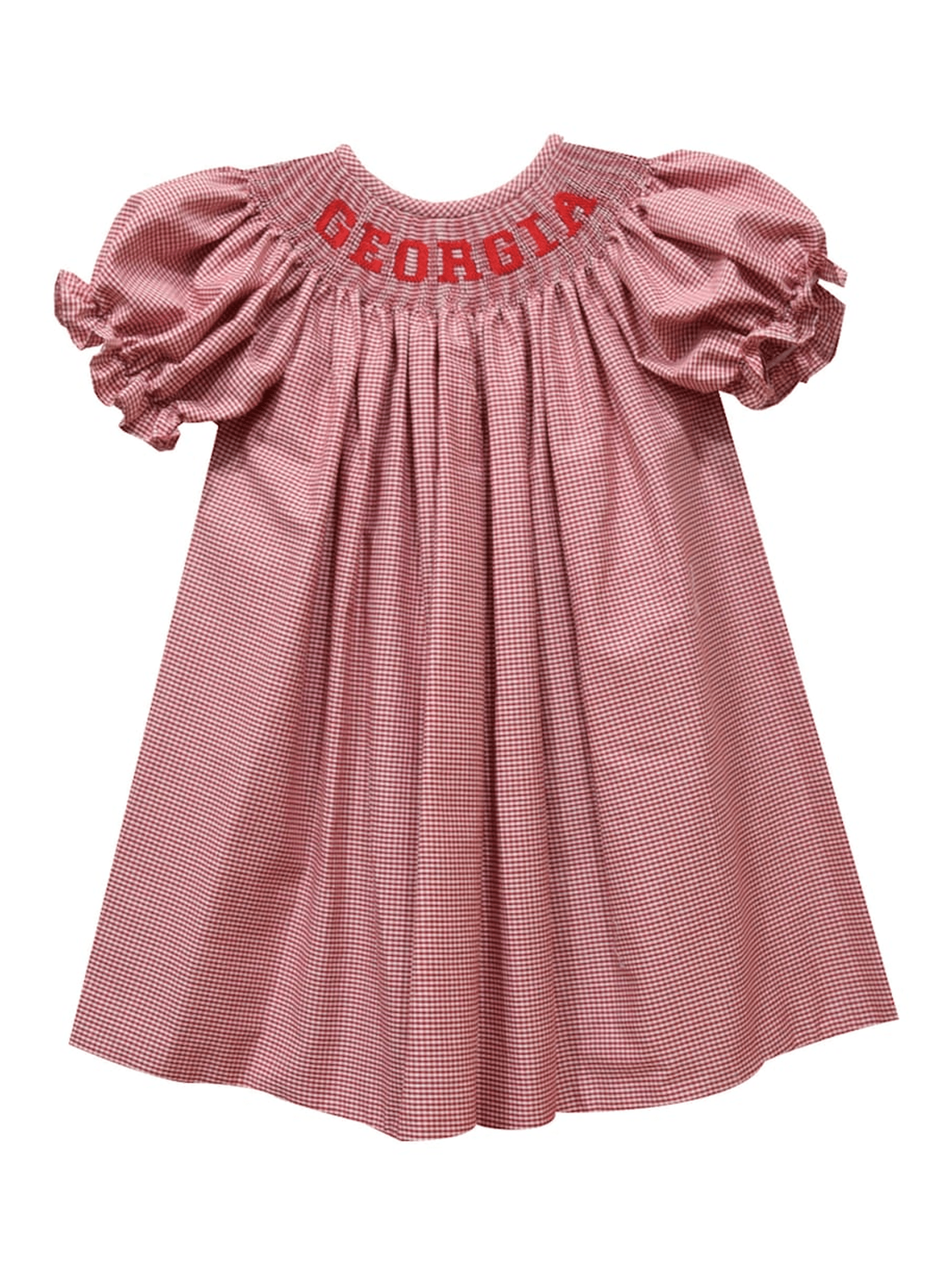 Georgia Smocked Red Gingham SS Bishop