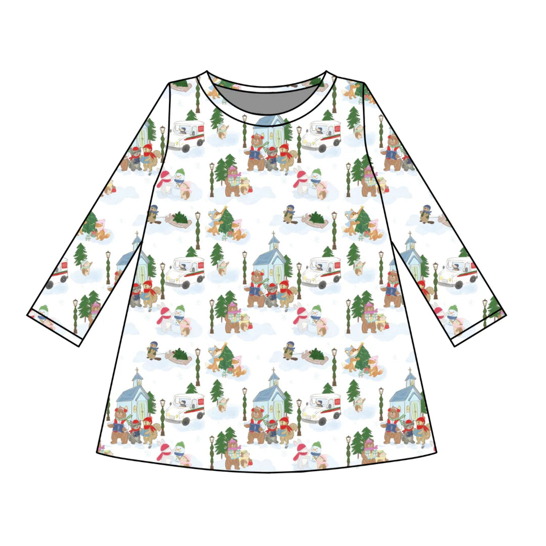 PRE-ORDER Long Sleeve Charlotte Play Dress - A Woodland Winter