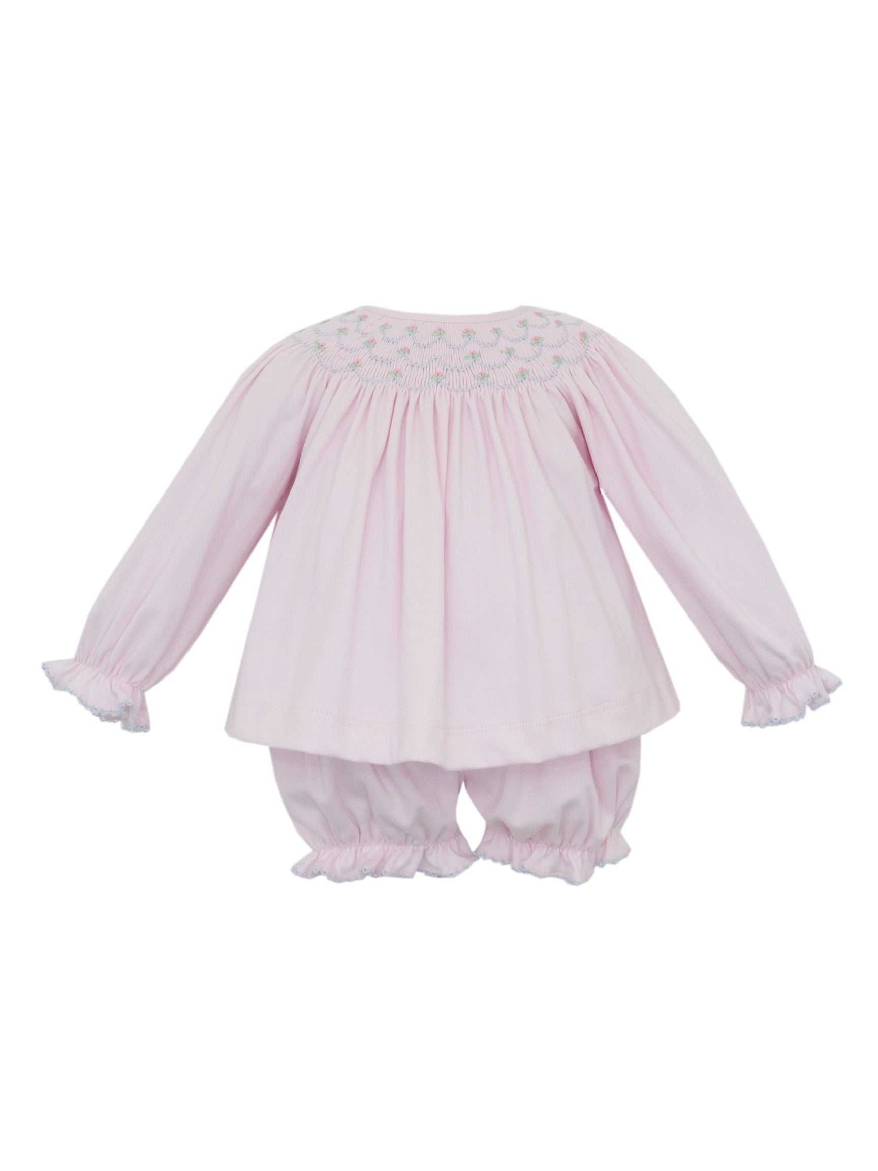 Ellie Solid Pink Knit Bishop Bloomer Set L/S