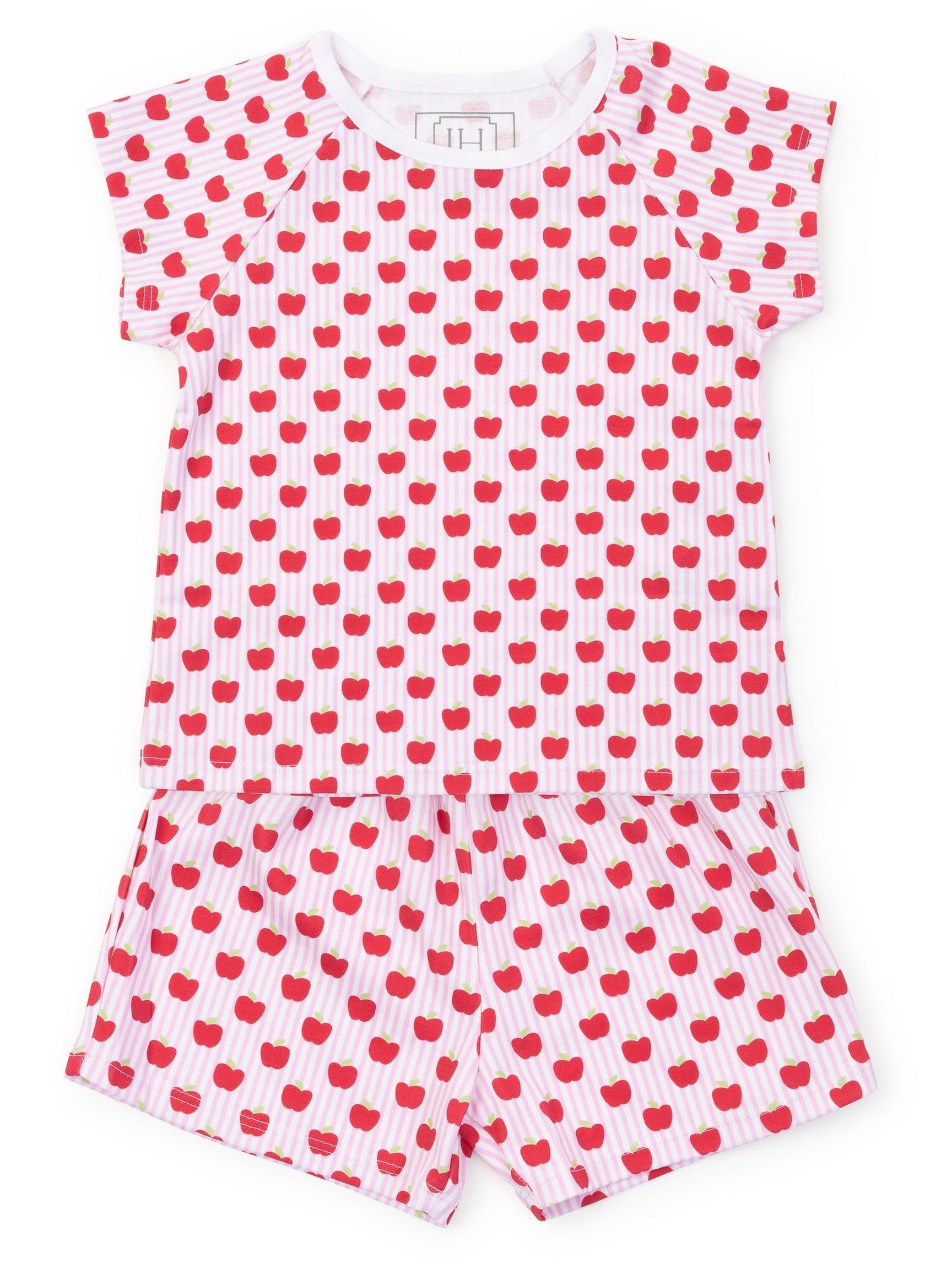 Emery Girls' Short Set - Schoolhouse Apples Pink