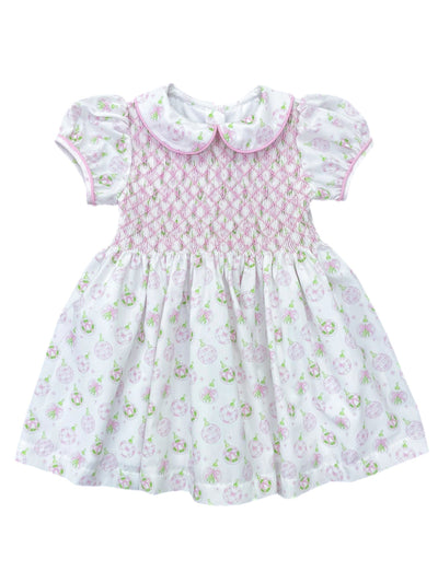 PRE-ORDER Everly Smocked Dress - Pink Ornaments
