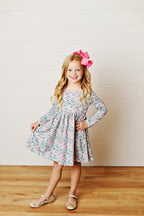 Blue Floral Twirl Dress