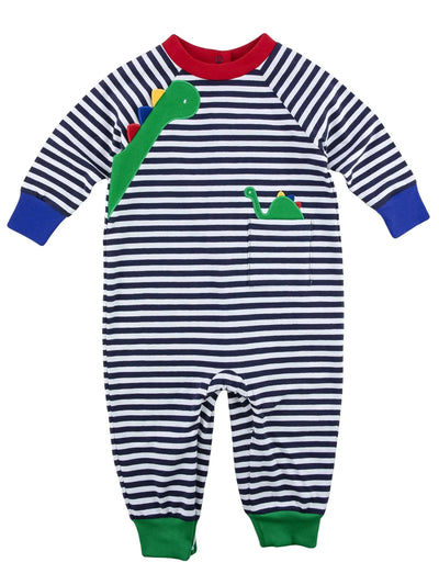 Stripe Knit Longall w/ Dinosaurs