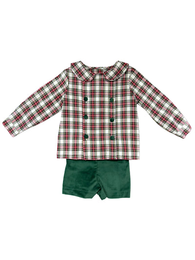 DB Boy Short Set - Red/Green Plaid