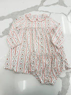 Marnie Rosebud Stripe - Long Sleeve Petal Collar Dress and Bloomer