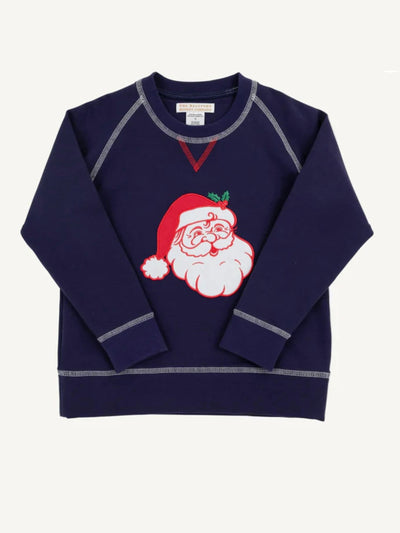 Cassidy Comfy Crewneck- Nantucket Navy Santa - Posh Tots Children's Boutique