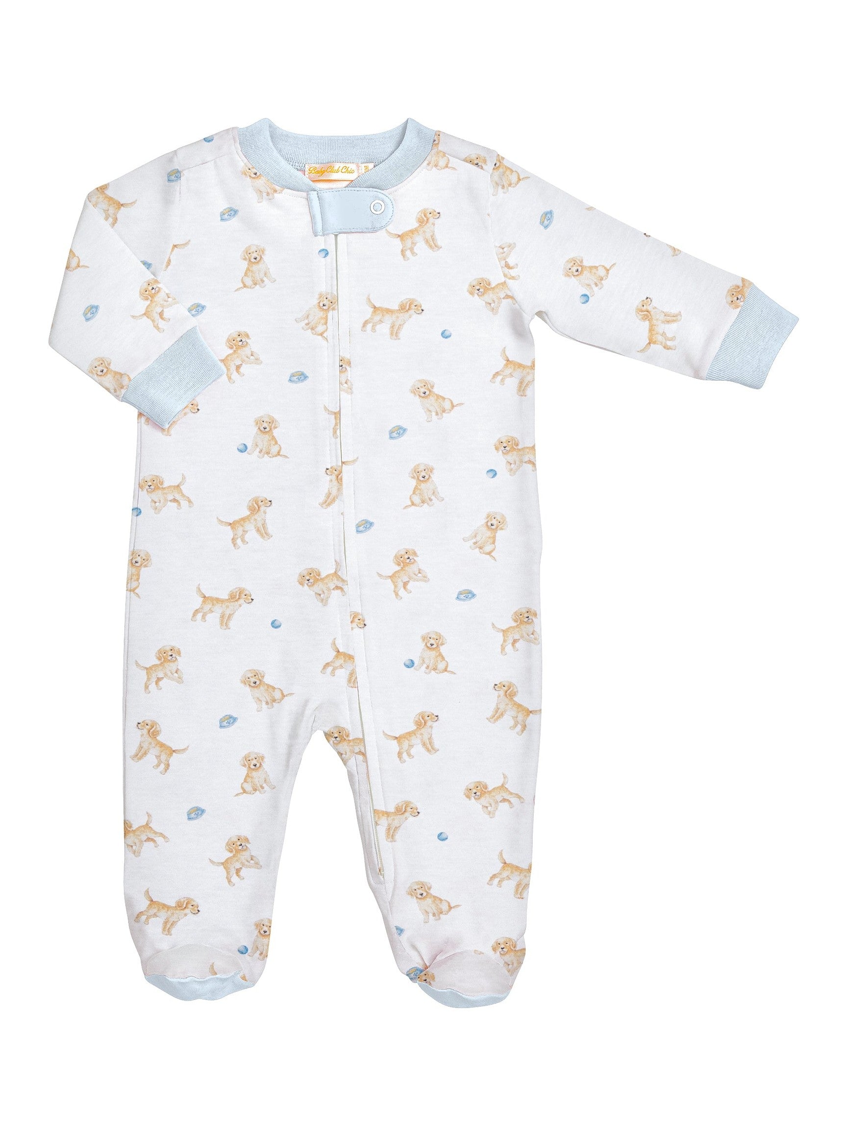 Tiny Puppies Printed Pima Zipped Footie