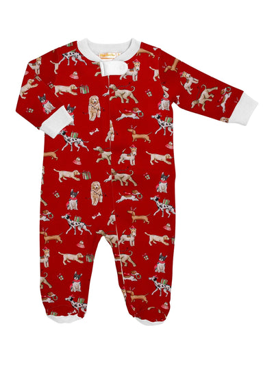 PRE-ORDER Printed Zipped Footie - Christmas Puppy