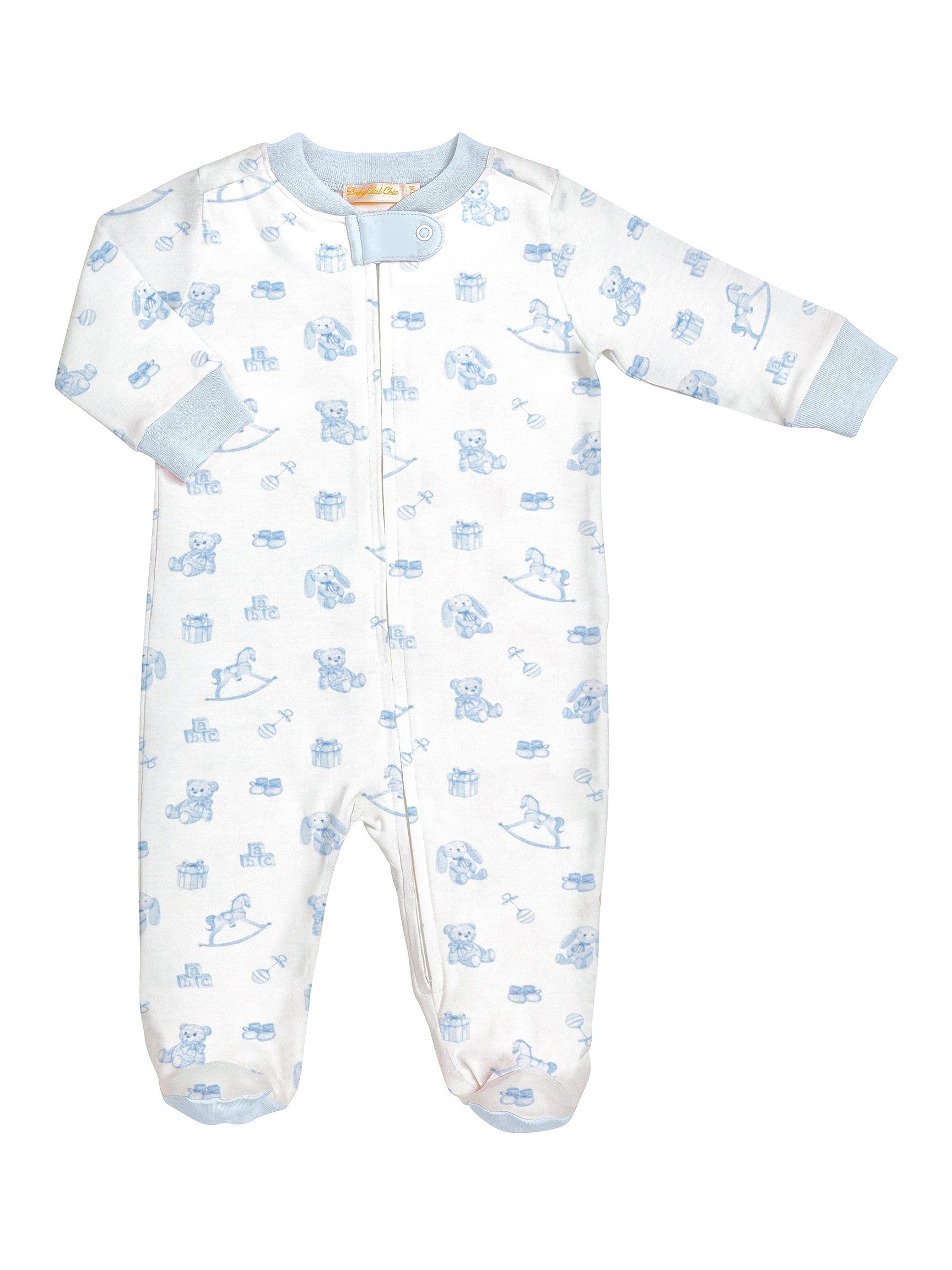 Tiny Baby Toys Boy Zipped Footie - Posh Tots Children's Boutique