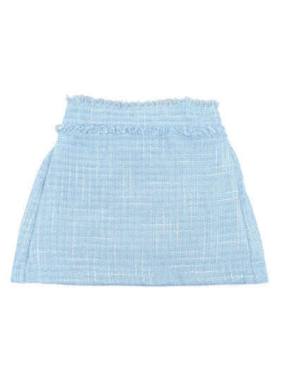 Flat Front Skirt - Blue Tweed