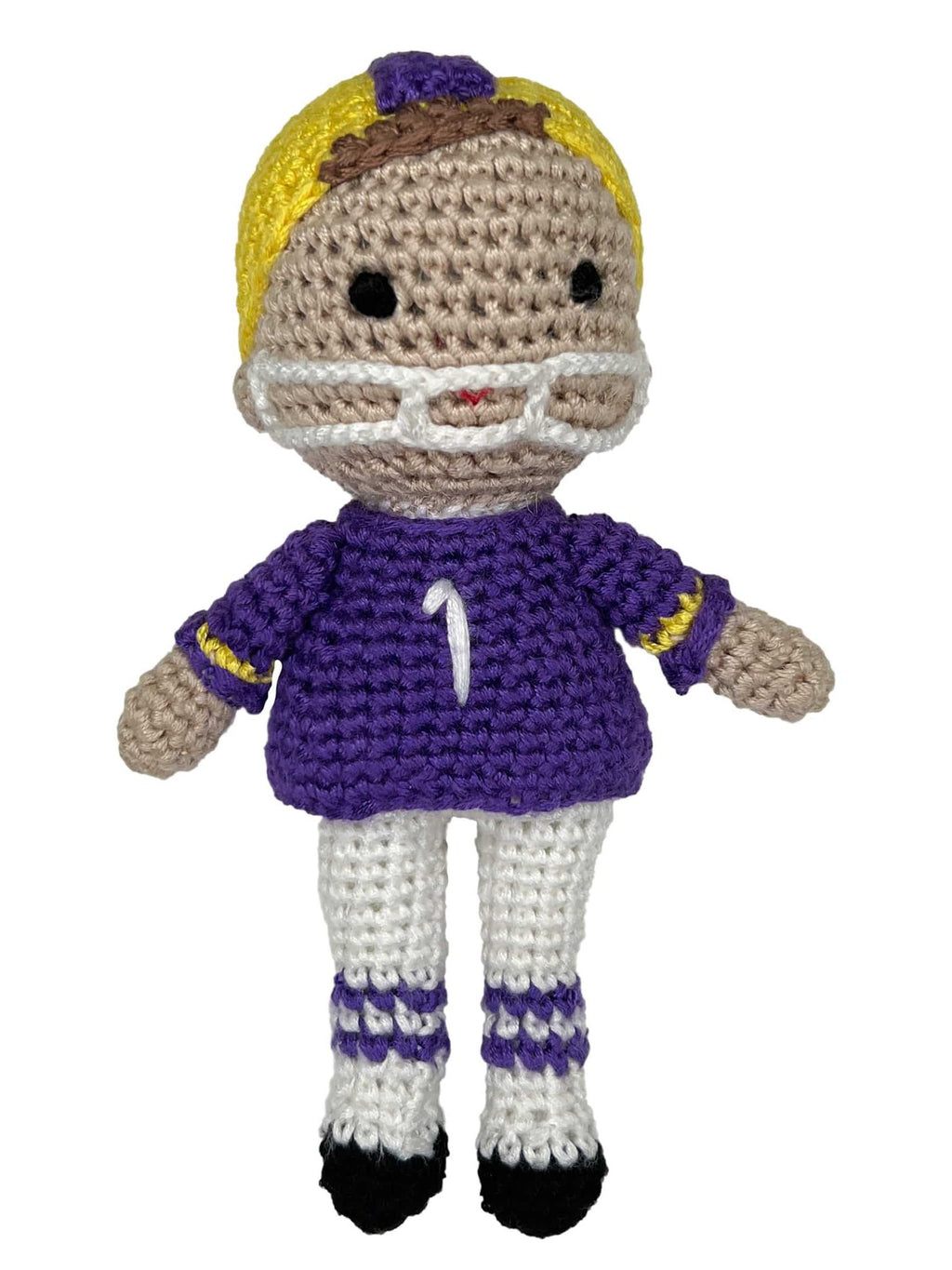 Football Player Bamboo Crochet Rattle