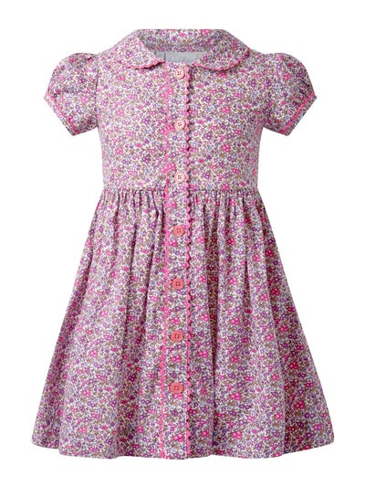 Purple Floral Button Front Dress