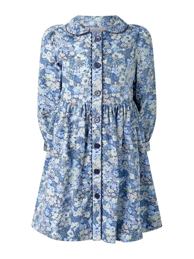 Blue Floral Button Front Dress