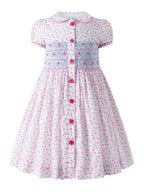 Floral Smocked Button-Front Dress