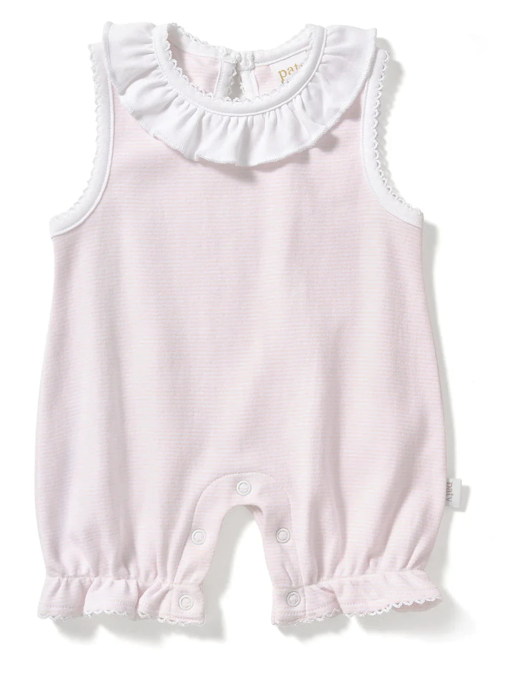 Paty Organic Cotton Striped Bubble with Ruffle Collar