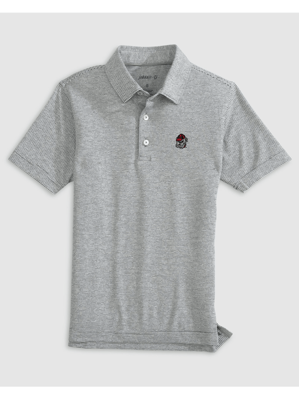 Georgia Lyndonn Jr. Striped Jersey Performance Polo - Bulldog Head Logo