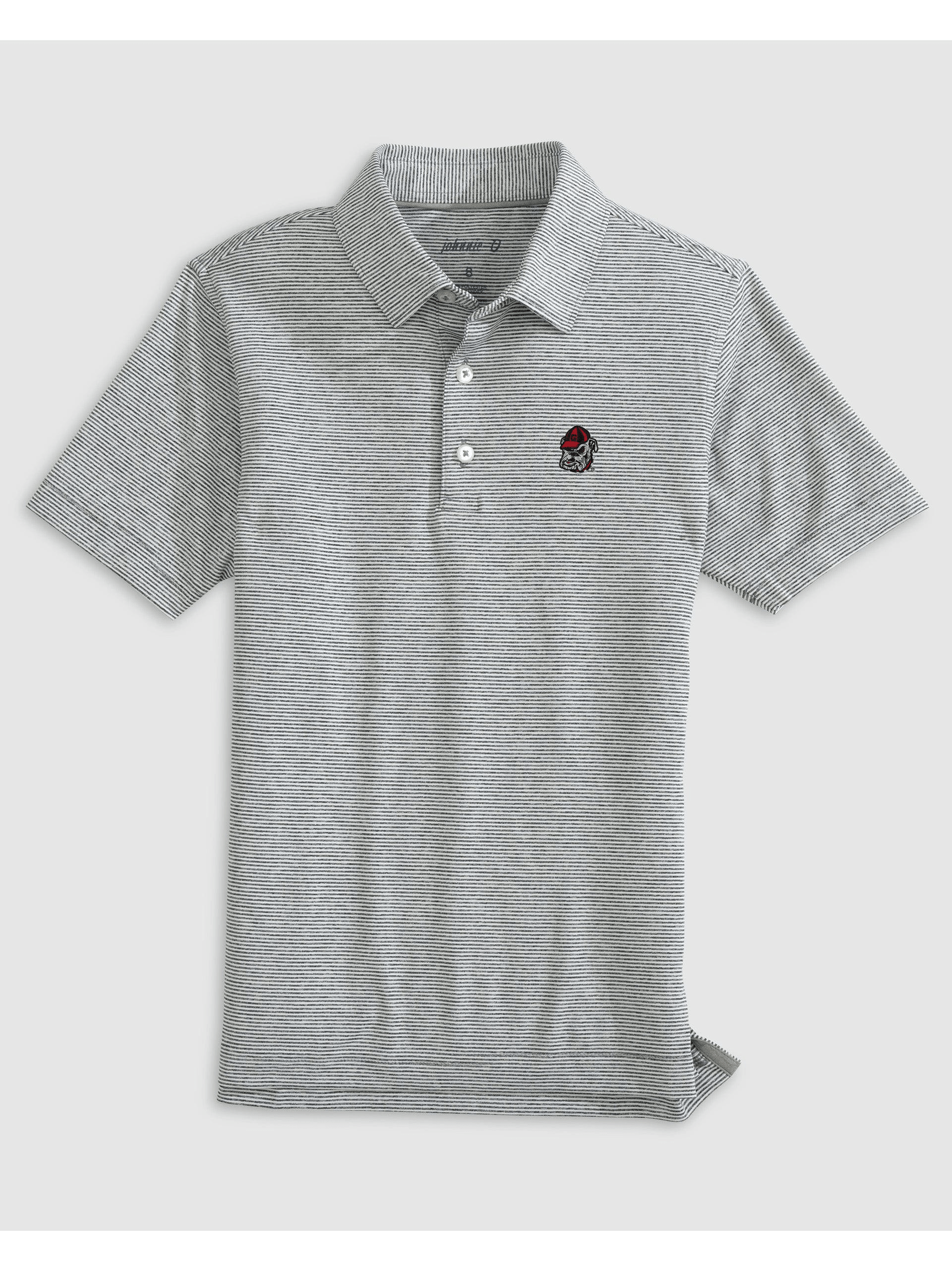 Georgia Lyndonn Jr. Striped Jersey Performance Polo - Bulldog Head Logo