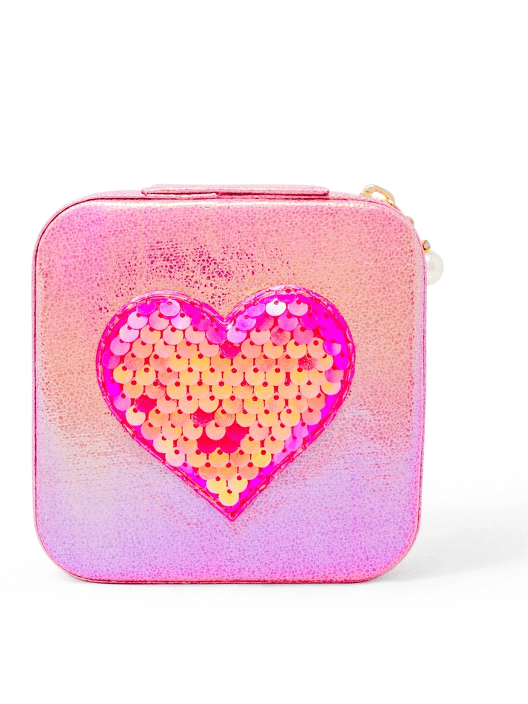Girl's Sparking Sequin Heart Jewelry Box