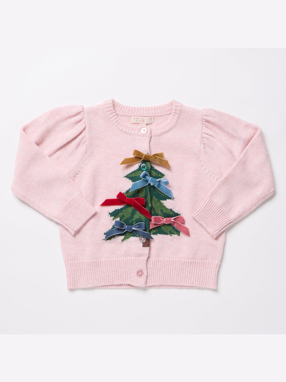 Girls Constance Sweater - Tree Bows