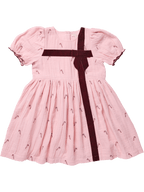 Liliana Dress - Pink Velvet Bow