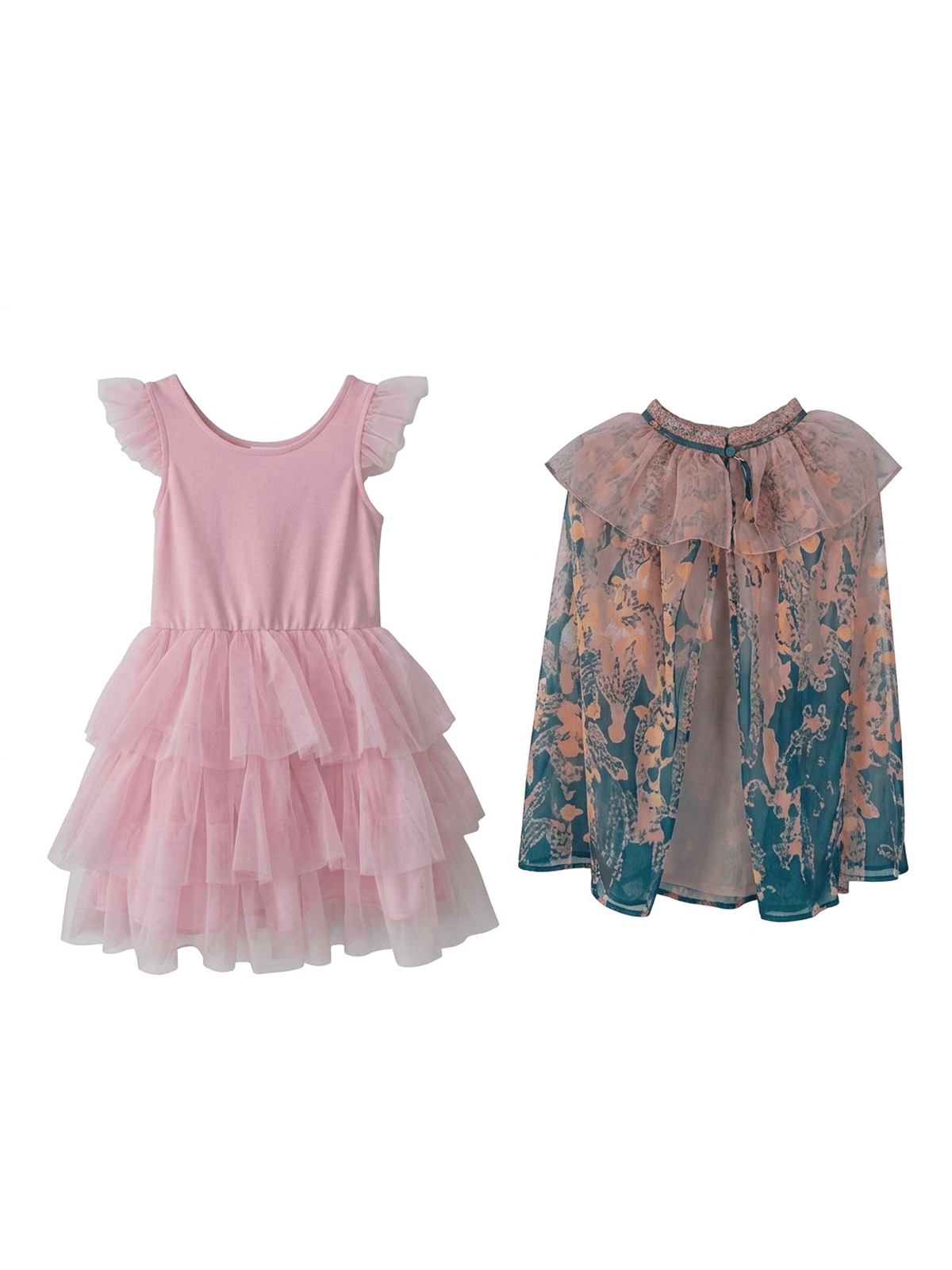 Glitter Tutu Dress, Cape, & Hair Clip Set