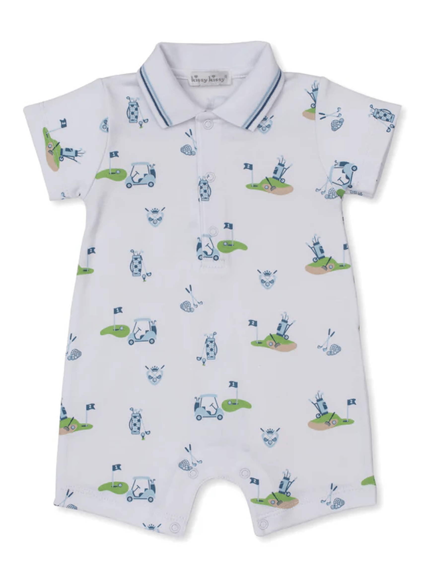 Golf Championship Blue Short Playsuit w/ Collar