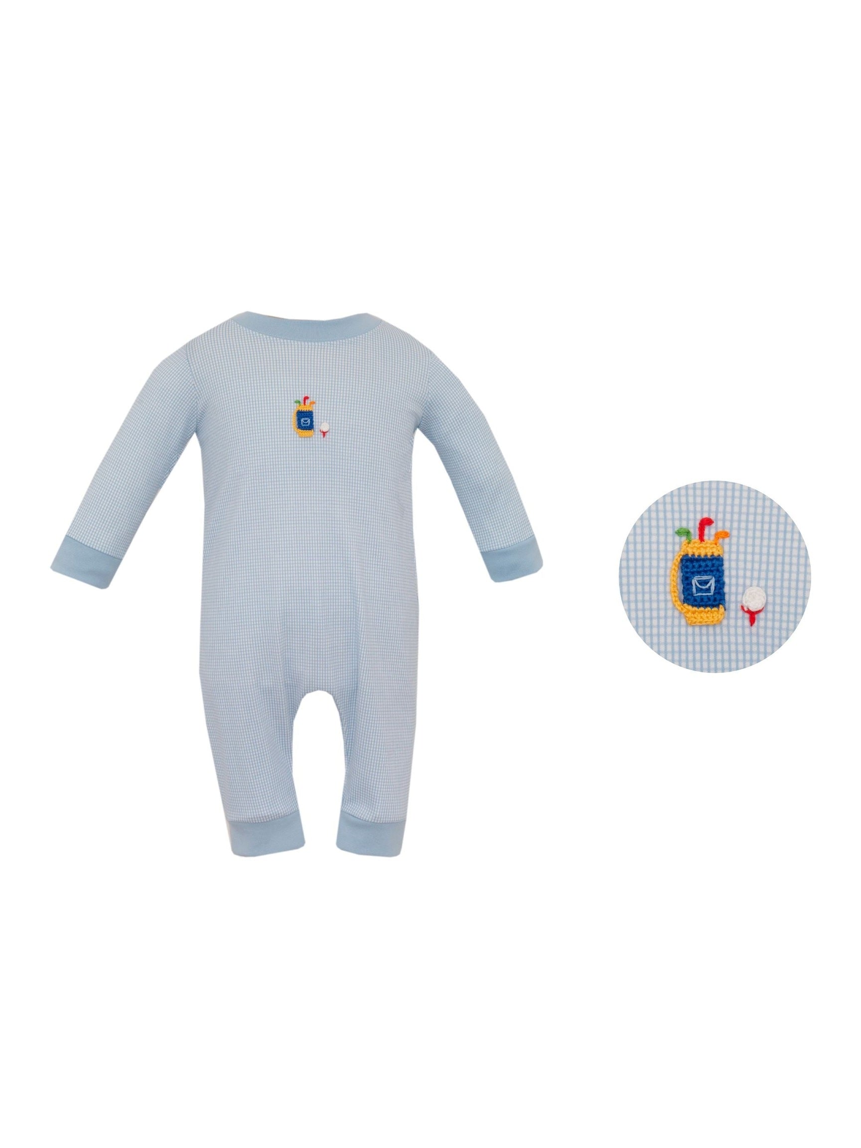 Golf Check Knit Boy'S Long Romper L/S