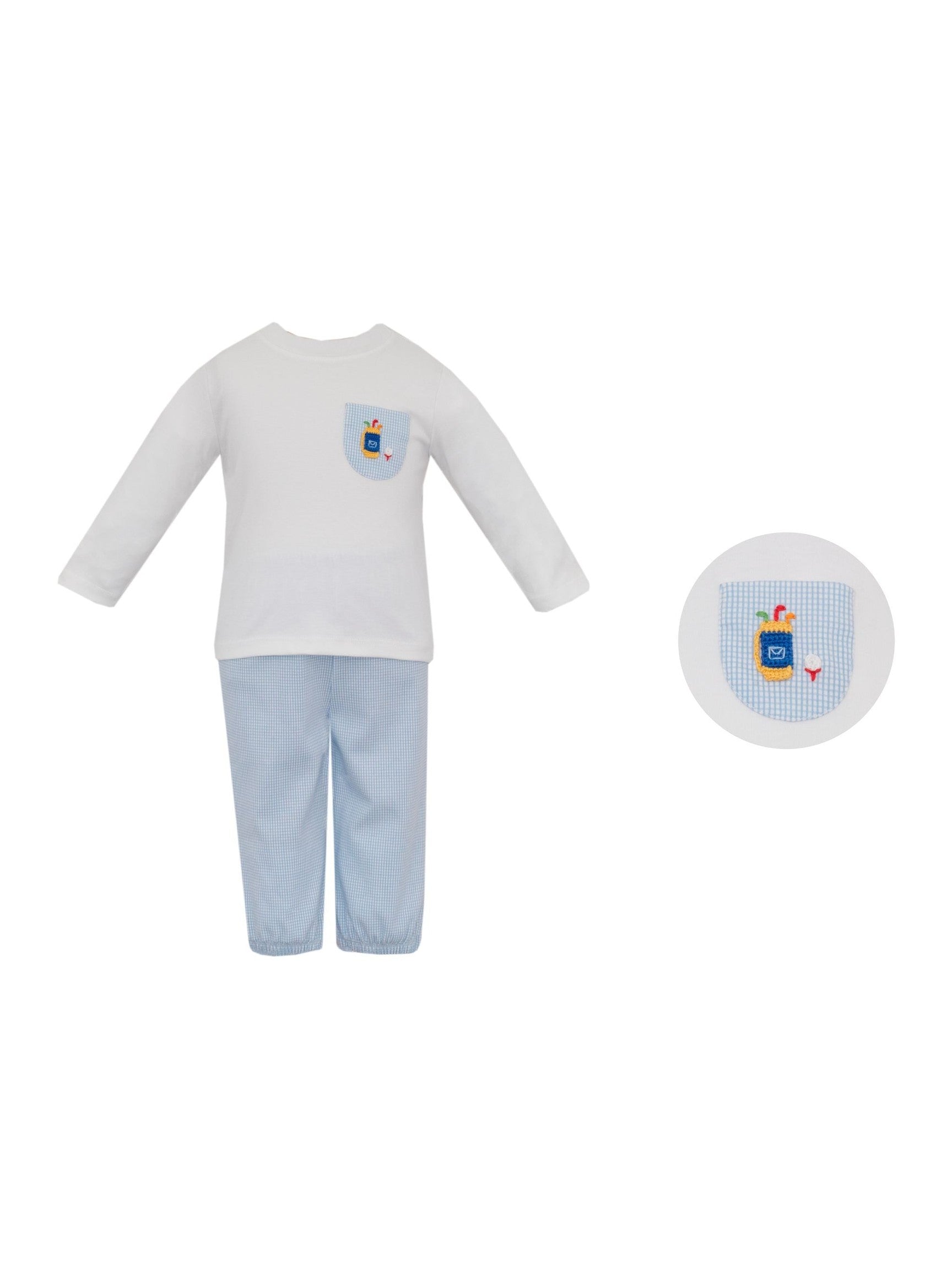Golf Check Knit Boy'S Pant Set L/S