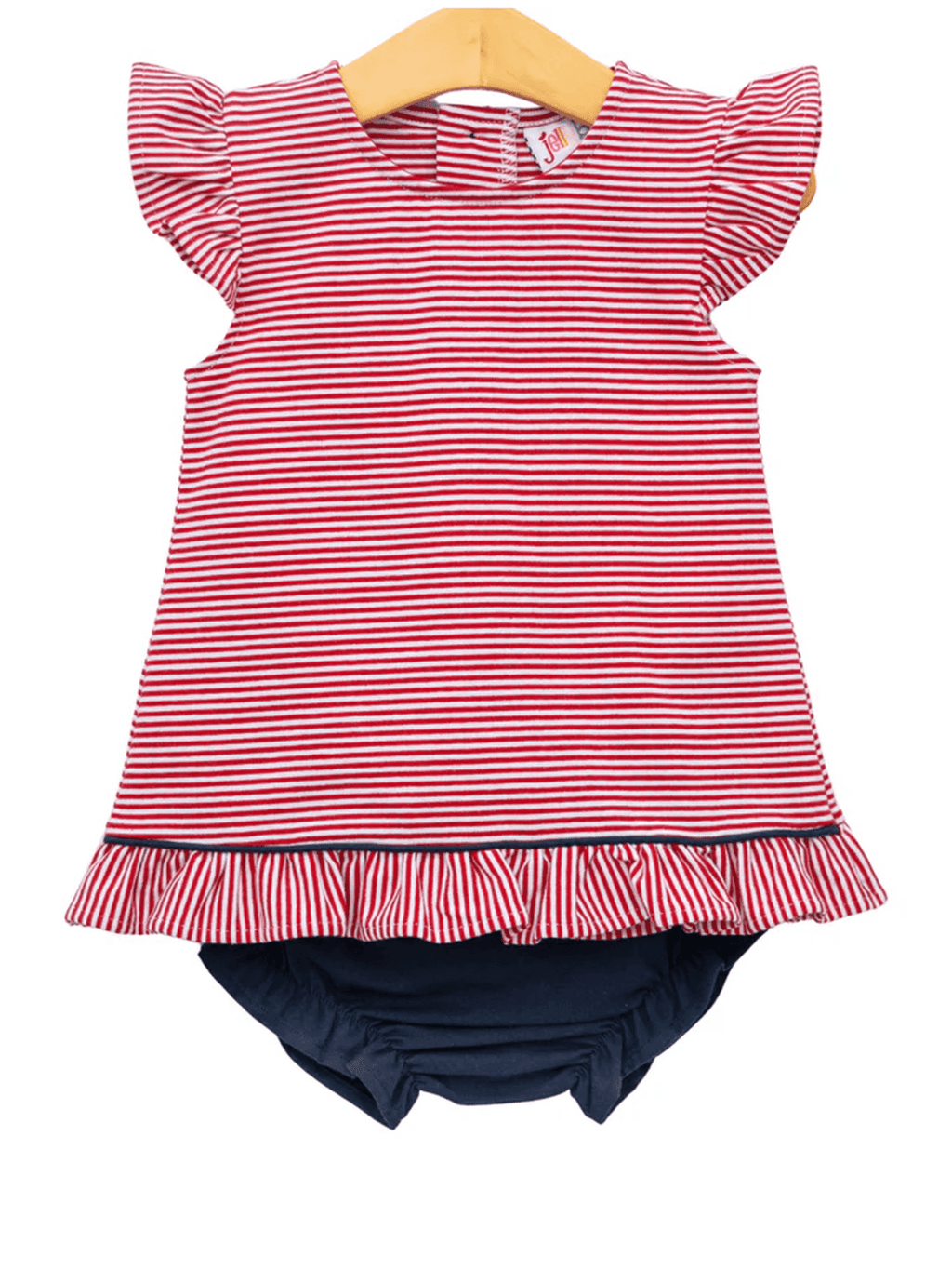 Gracie Diaper Set- Red Stripe and Navy