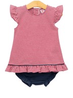 Gracie Diaper Set- Red Stripe and Navy