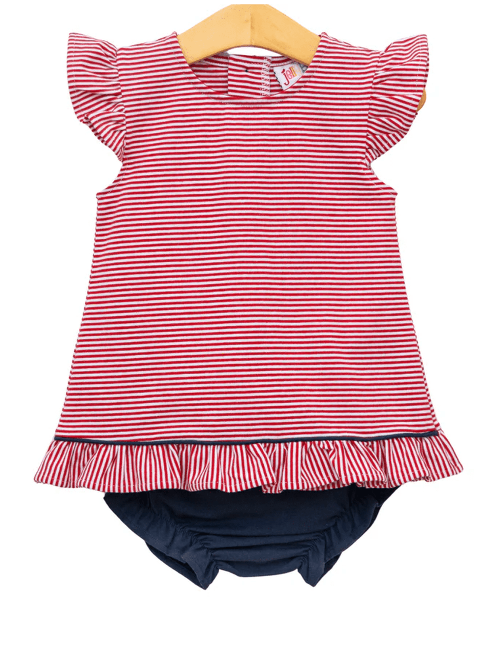 Gracie Diaper Set- Red Stripe and Navy