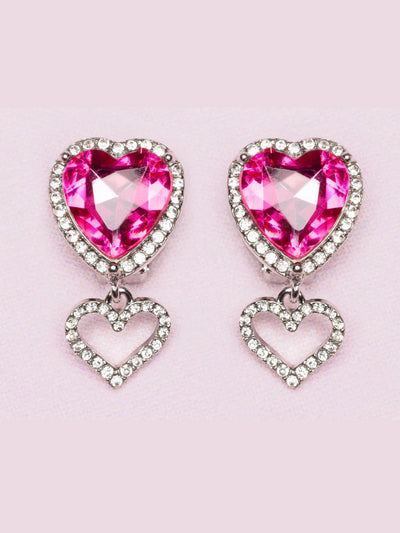 Boutique Heart Jewel Clip On Earrings