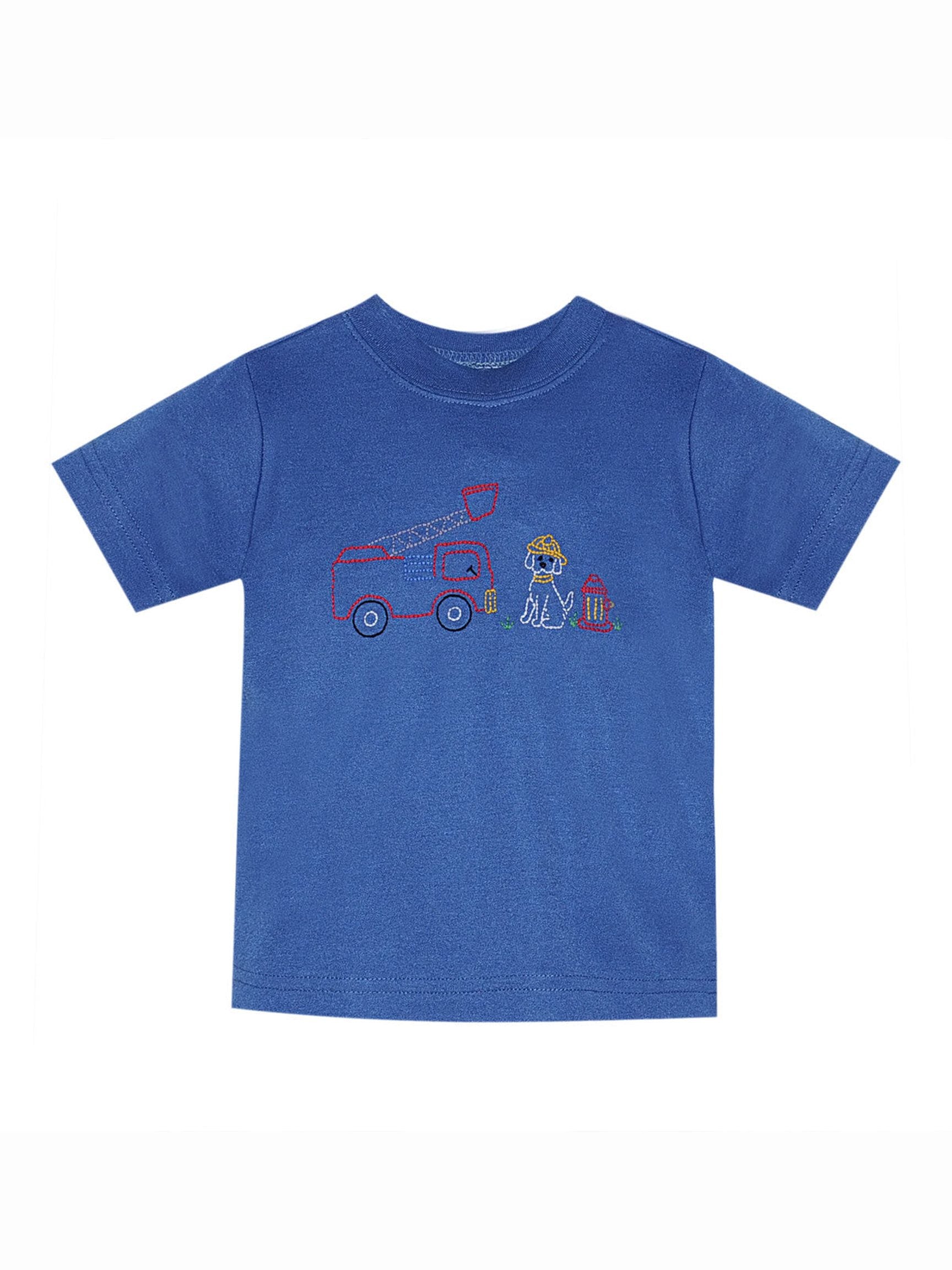 Houston Blue Shirt - Firetruck & Dog