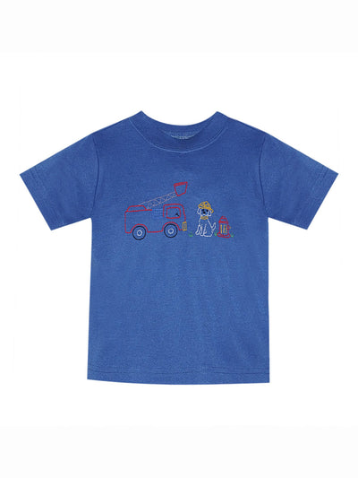 Houston Blue Shirt - Firetruck & Dog