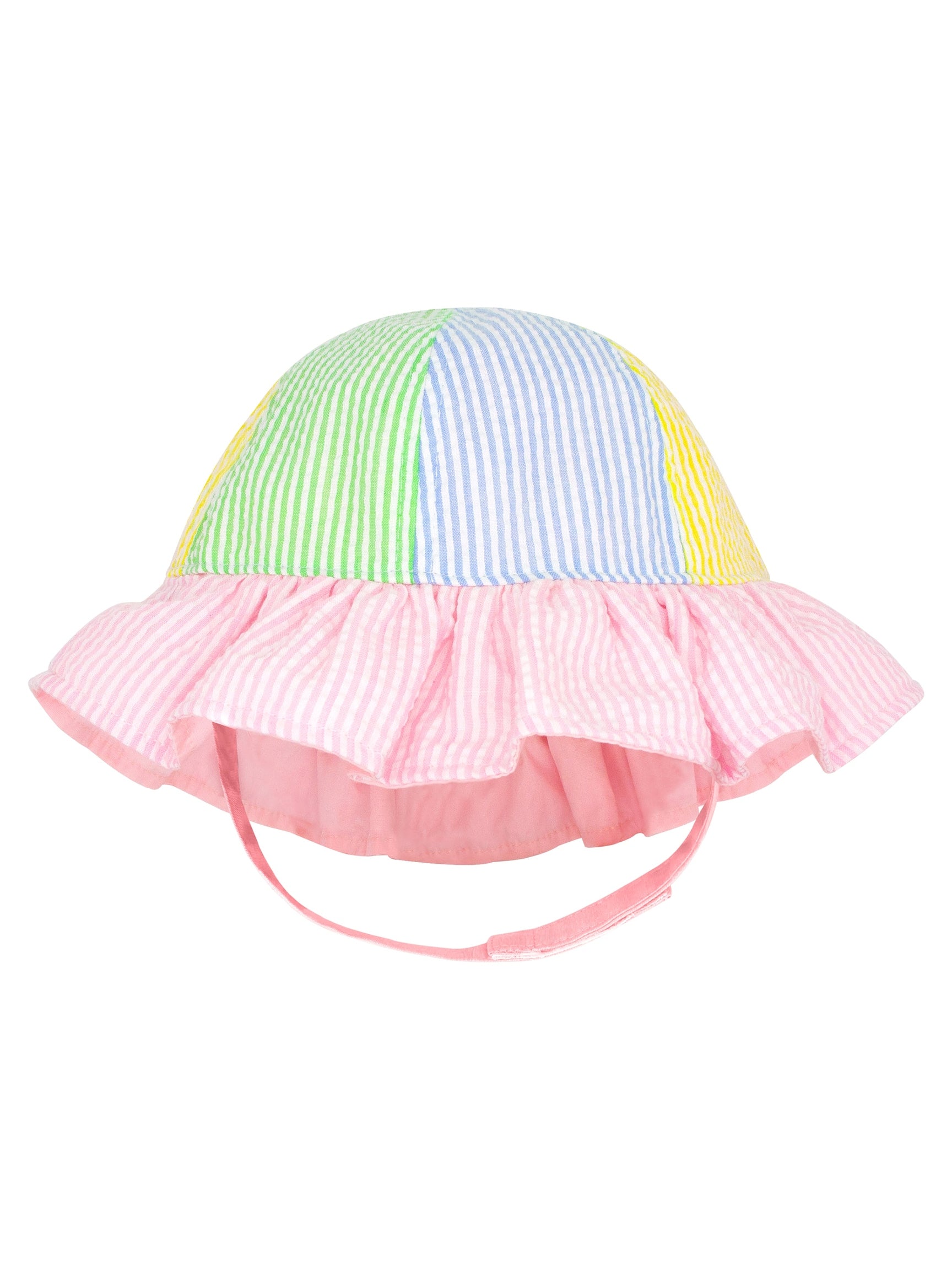 Seersucker Ruffle Brim Sun Hat