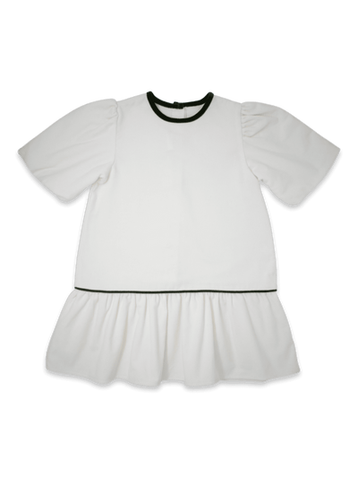Harper Dress - White/Green Velvet