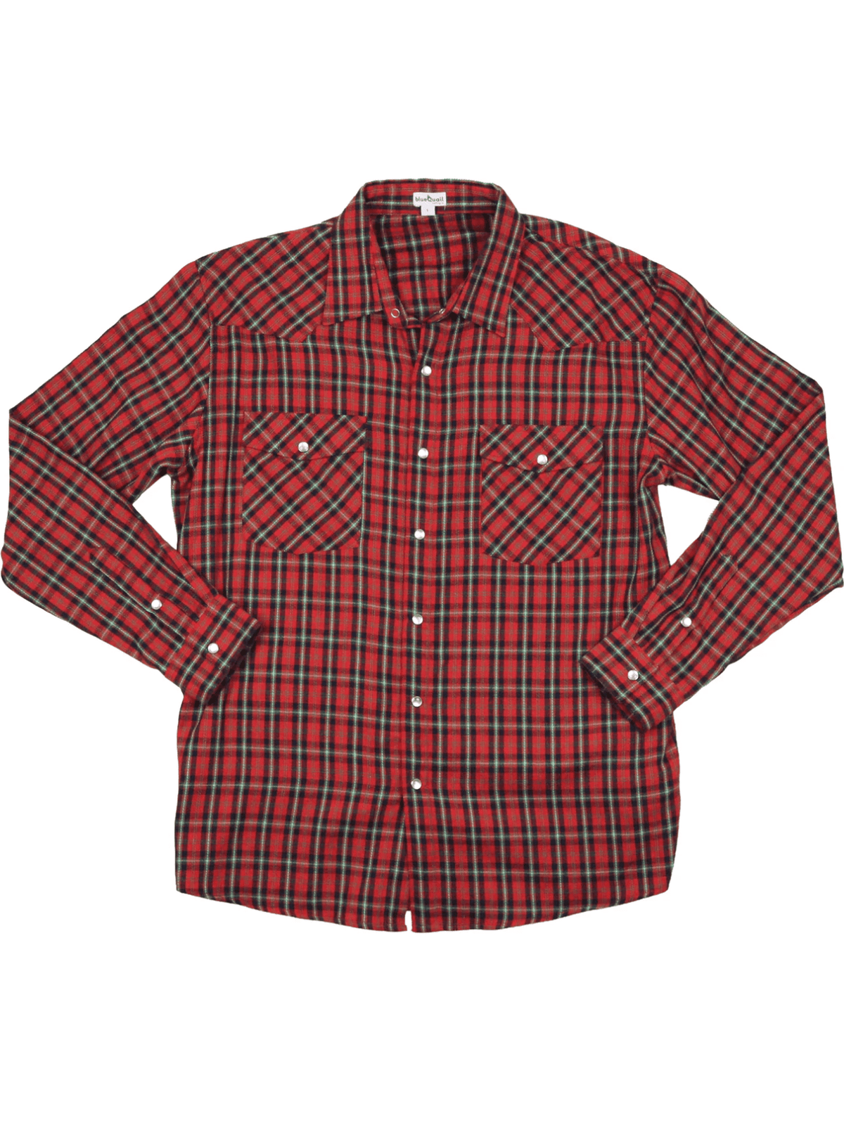 Holiday Plaid Flannel Pearl Snap Long Sleeve Shirt