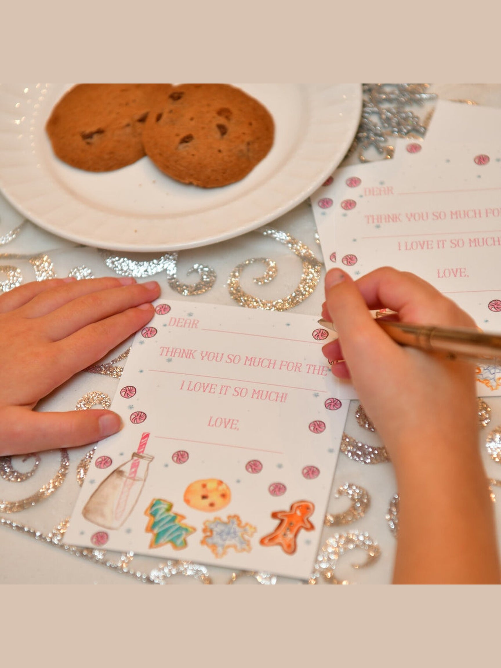 "Milk and Cookie” Holiday Thank You Notecards