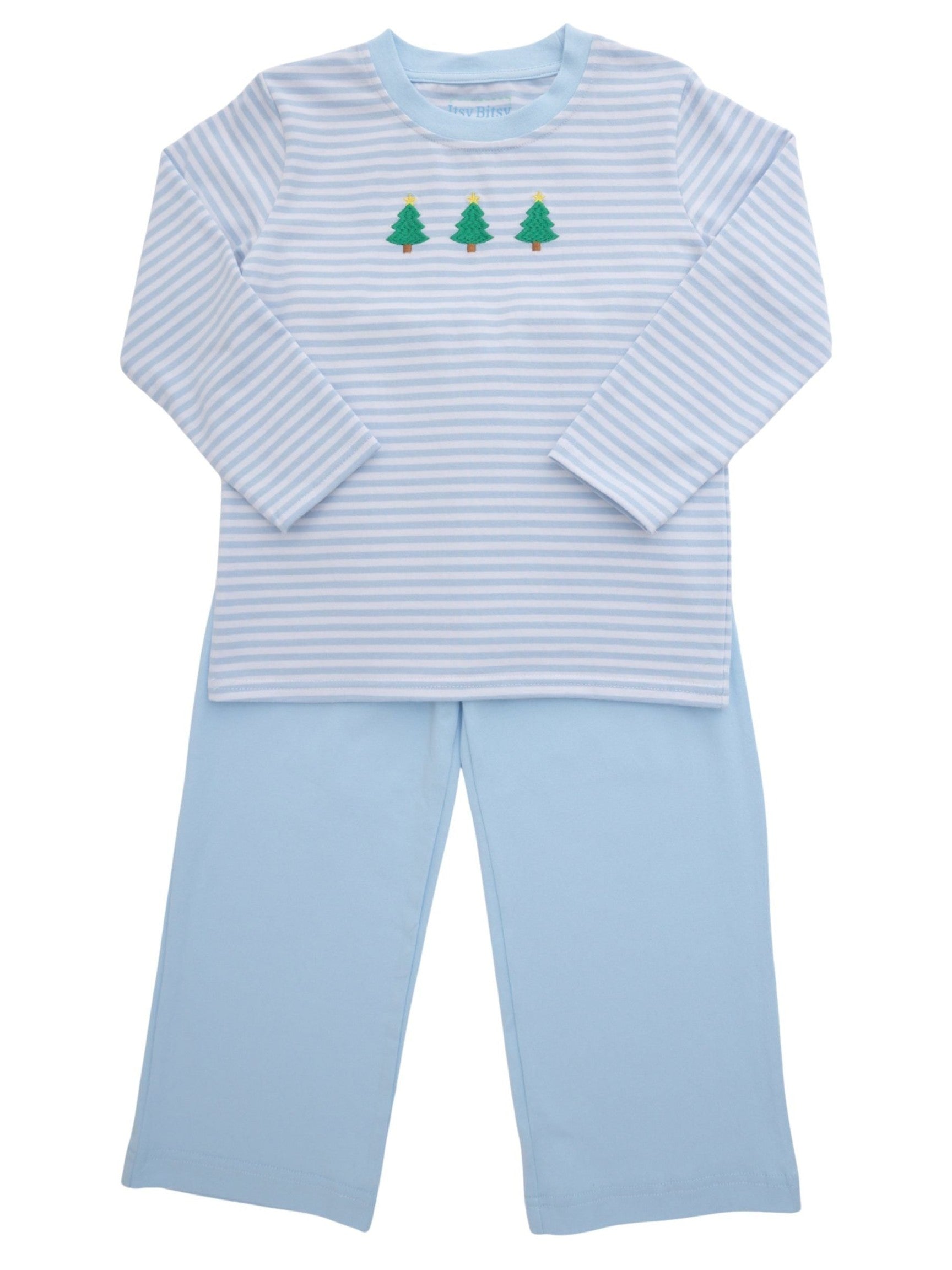 Blue Christmas Tree Pant Set