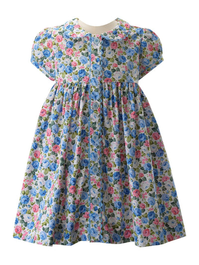 Blue Rose Button-Front Dress