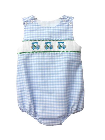 Smocked Blue Gingham Golf Bubble