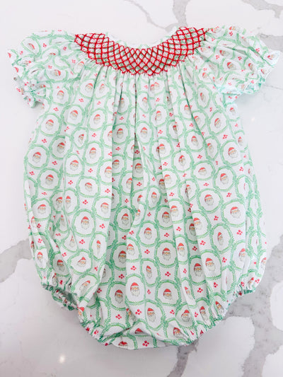 Santa Smocked Girl Bubble