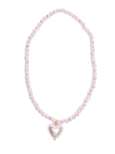 Pink Pearl Heart Necklace