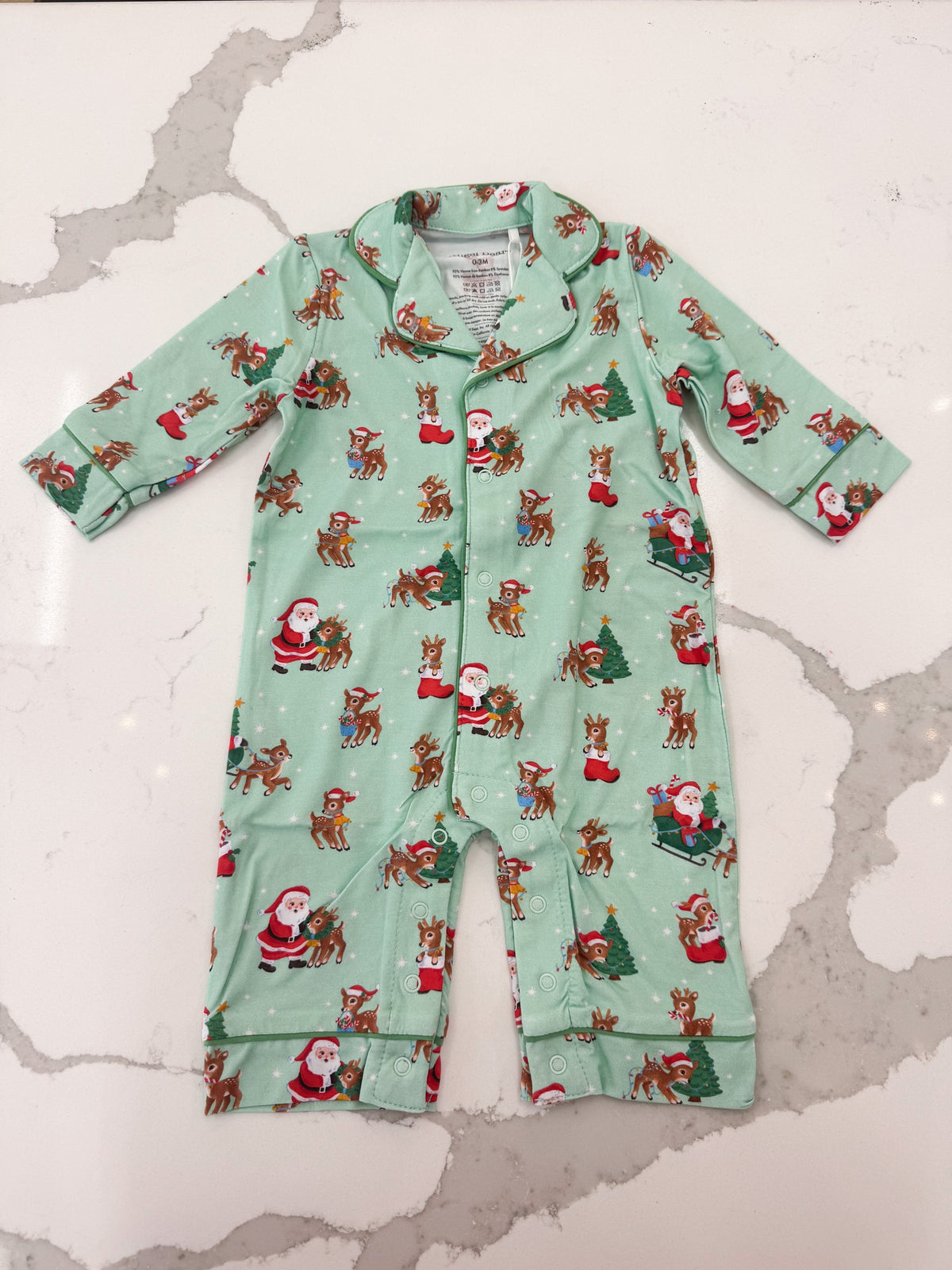 Vintage Reindeer & Santa Unisex - Long Sleeve Coat Style Romper