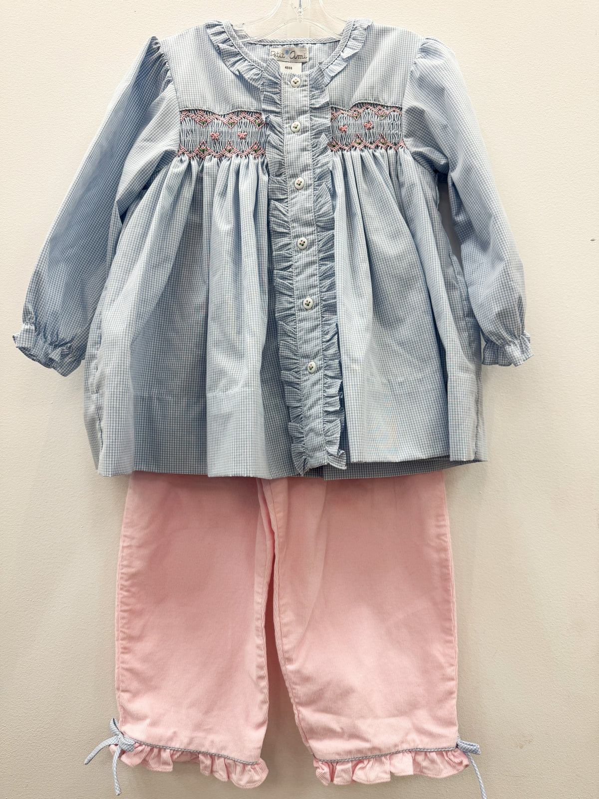 Pink Ruffle Smocked Pant Set